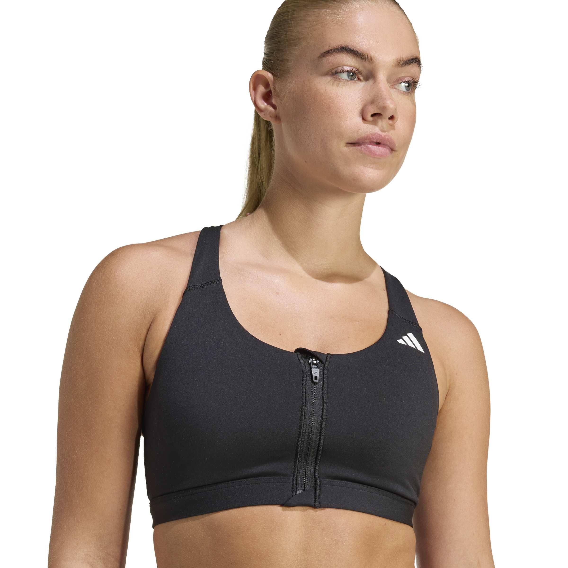 Adidas Optime Essentials Workout Zip-Front Medium Support Reggiseno Sportivo Donna (Pacco da 1)
