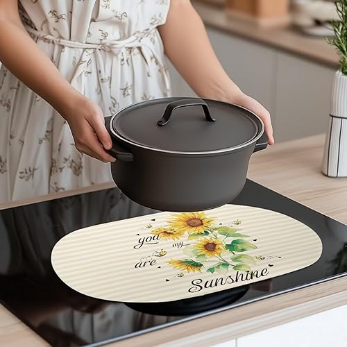 Miniatura 71 de Heat Resistant Placemats Oval Placemats Set of 6 Leather Washable and Wipeable Non Slip Place Mats, Waterproof Modern Dining Table Mats, Oval Floral