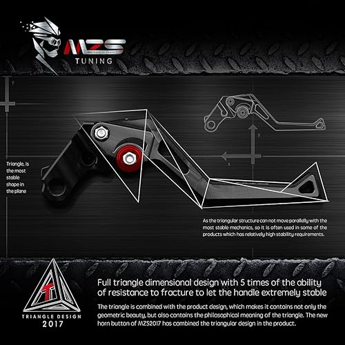 Miniatura 6 de Cambio de palanca de embrague de freno MZS para Honda Kawasaki Suzuki Yamaha Aprilia BMW Ducati KTM Triumph, NegroRojo (Black Lever Red Adjustable)