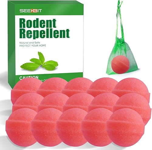 SEEKBIT Paquete de 15 aceites de menta repelentes de roedores rosas para repeler ratones y ratas arañas y otros roedores repelente de ratas para el