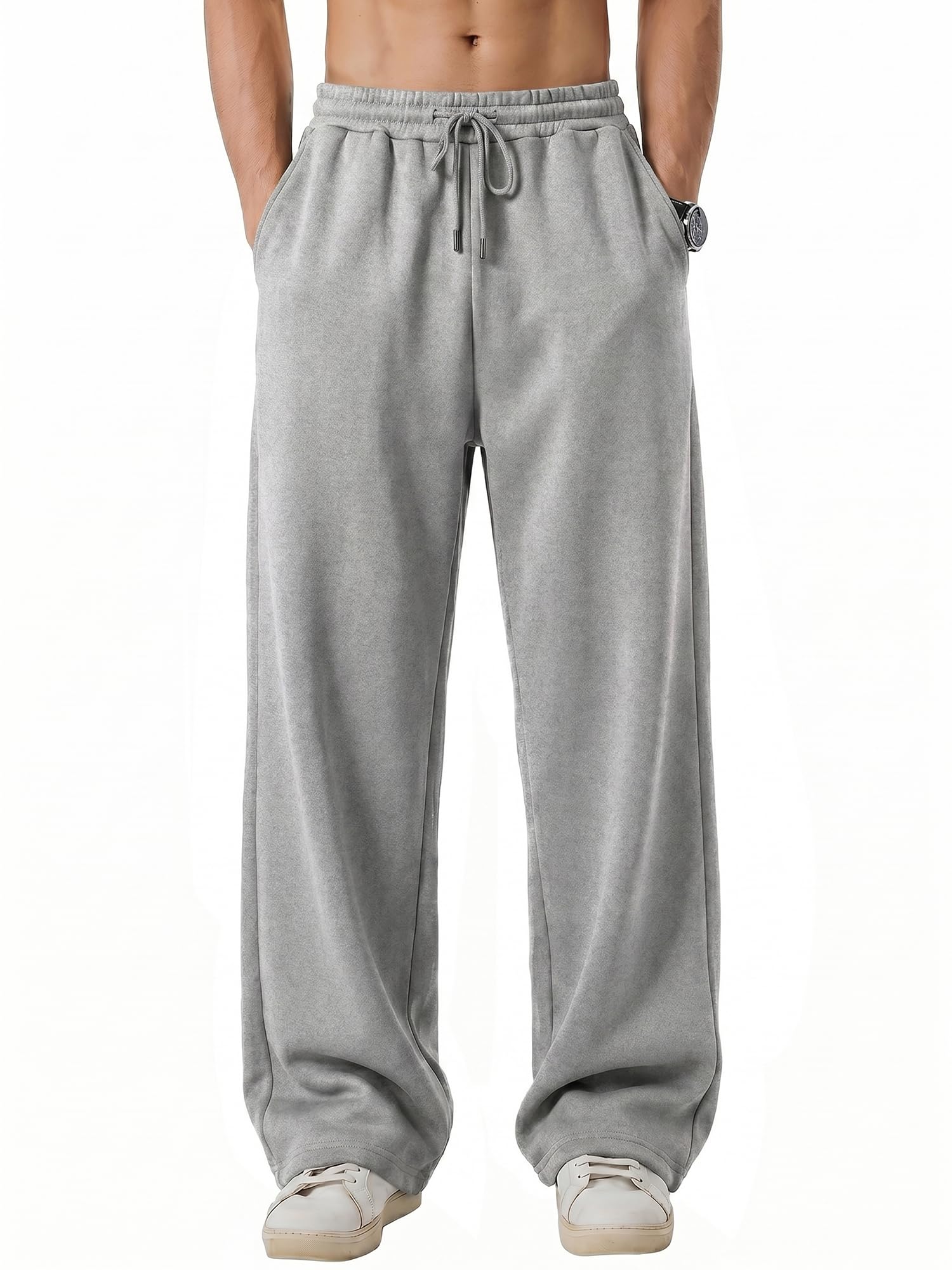 JMIERR Herren Baggy Jogginghose Baumwolle mit Kordelzug | Baumwolle,Oversize,Wide Leg Hose,Freizeithose,mit Elastischem Bund Taschen,Lässige Sweatpants für Alltag Sport Freizeit