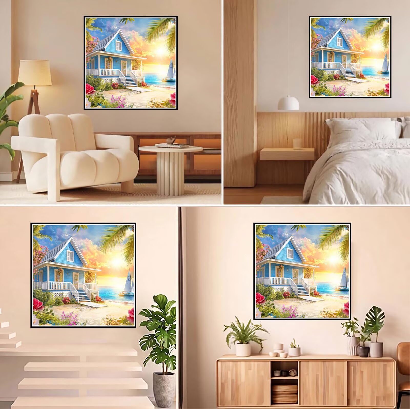 Diamond Painting Playa Diamond Painting Adultos Manualidades Punto de Cruz Diamante Arte de Cristal Kit, 5D DIY Pintura de Diamante Niños Kit Completo para Decoración 70x70cm Habitación FX#518