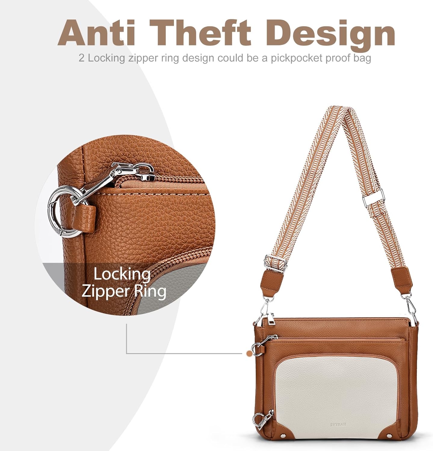 Anti-Theft Crossbody Purse for Women, Crossbody Shoulder Bag with Built-in Wallet & RFID Blocking for Travel Workout - Image 7