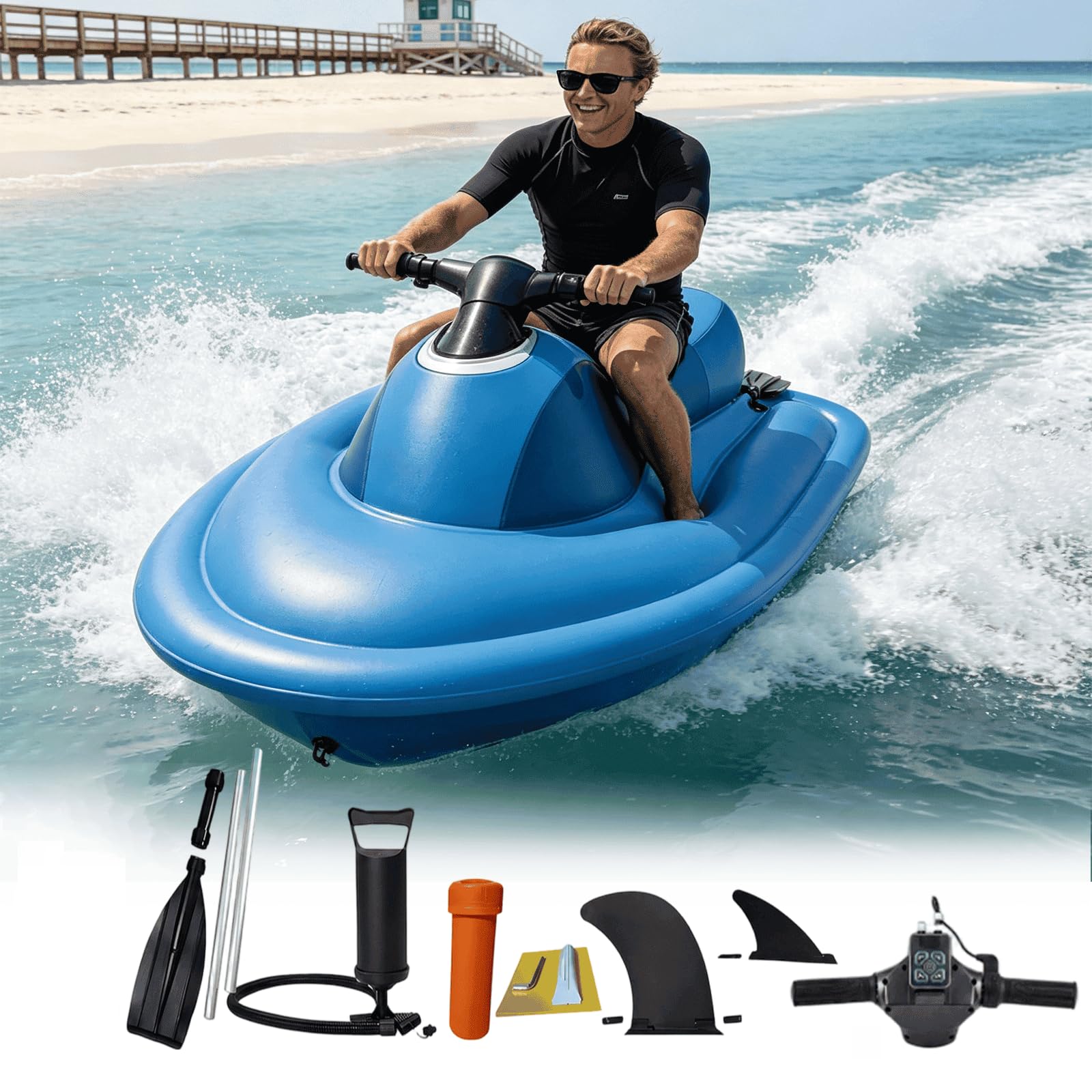 Gommone Gonfiabile con Motore 2 in 1, Scooter subacqueo Elettrico,700 W