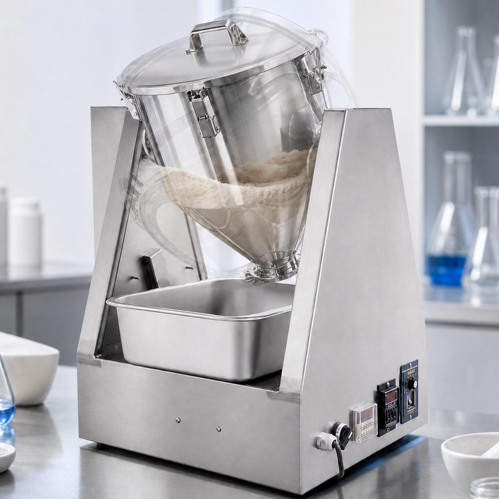 Mieszalnik Do Suchych ProszkóW Laboratoryjnych,PrzemysłOwy Mieszalnik Do Peletu, ObróT O 360°, Idealny Dla Personelu Nietechnicznego I WłAśCicieli MałYch Firm 40L