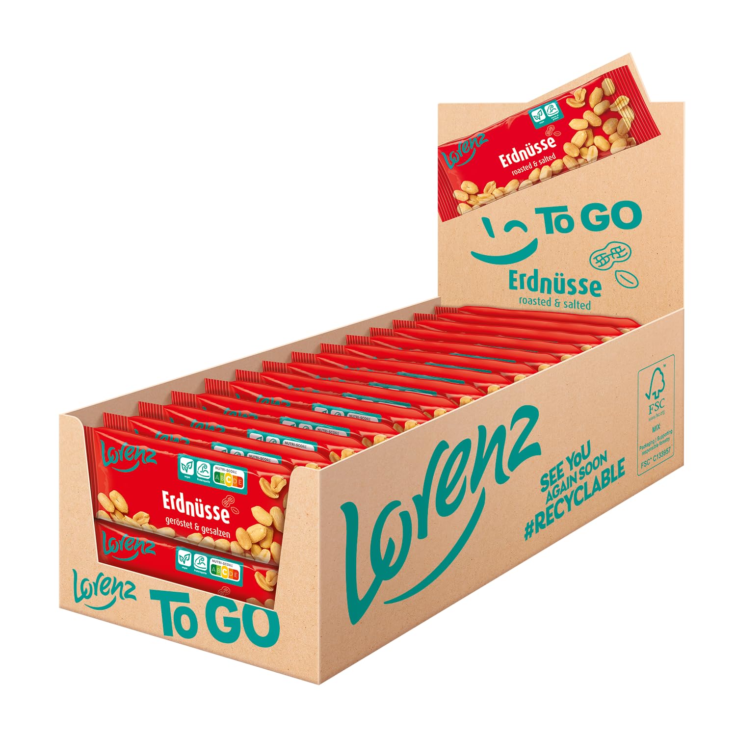 LORENZ Erdnüsse geröstet & gesalzen 28 x 40 g vegan
