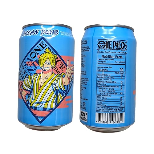 Miniatura 3 de Ocean Bomb Agua carbonatada de una pieza Anime Coleccionable Can Drink Luffy Sanji Nami Zoro con 1 Posavasos Blehblu