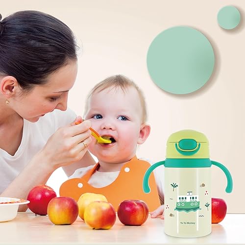 Miniatura 6 de Botella de agua aislada de acero inoxidable para niños, para la escuela, botella de agua para niños pequeños con popote para deportes y viajes, sin