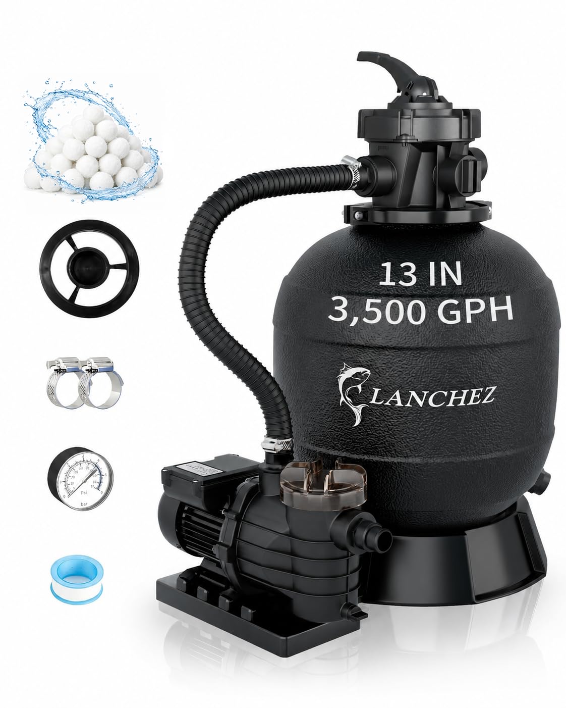 LANCHEZ Sand Filter Pump 13' 3/4HP