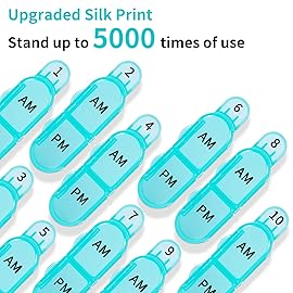 Daviky Monthly Pill Organizer 2 Times a Day, 30 Day Pill Box AM PM with Separate Container, One Month Medicine Case Twice a Day to Hold Vitamins, Supplements and Medication (Cyan)