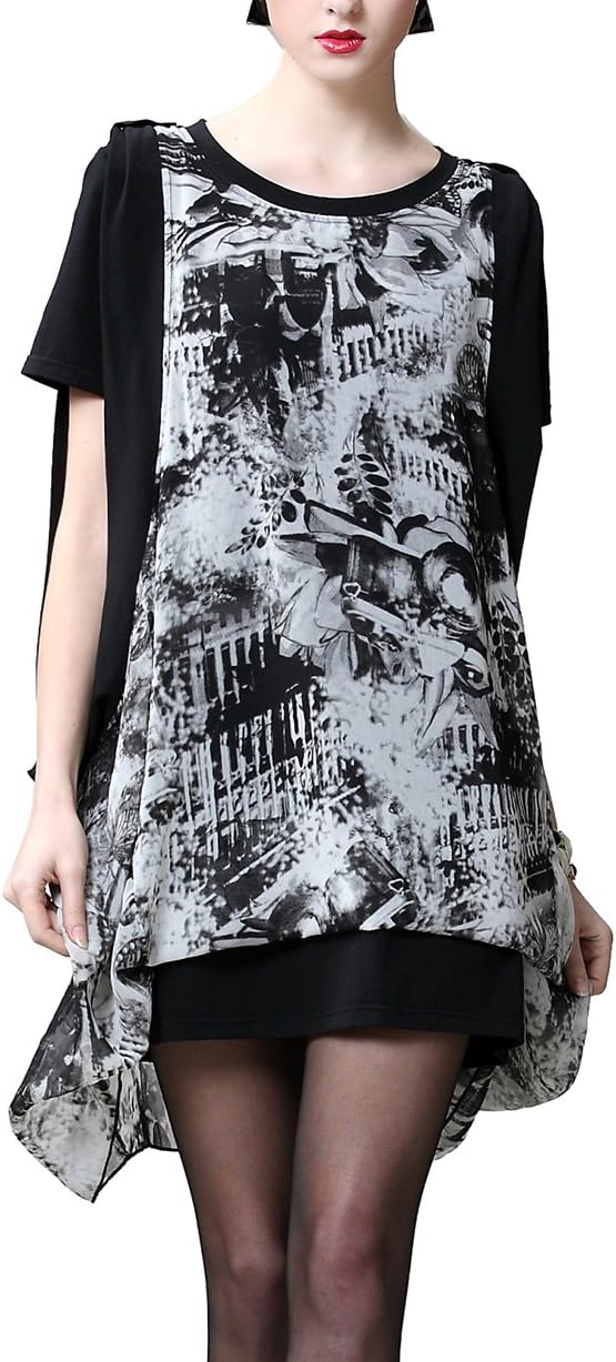 YIZHIYU Womens Fashion Print Short Sleeve T-Shirt Top Plus Size Blouse Pullover