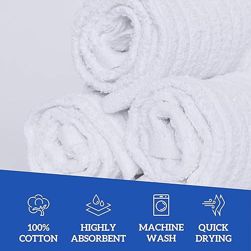 Miniatura 5 de Paquete de 12 trapos de cocina acanalados de 100% algodón, superabsorbentes, multiusos para limpieza del hogar, cocina y bar, de 16 x 19 pulgadas