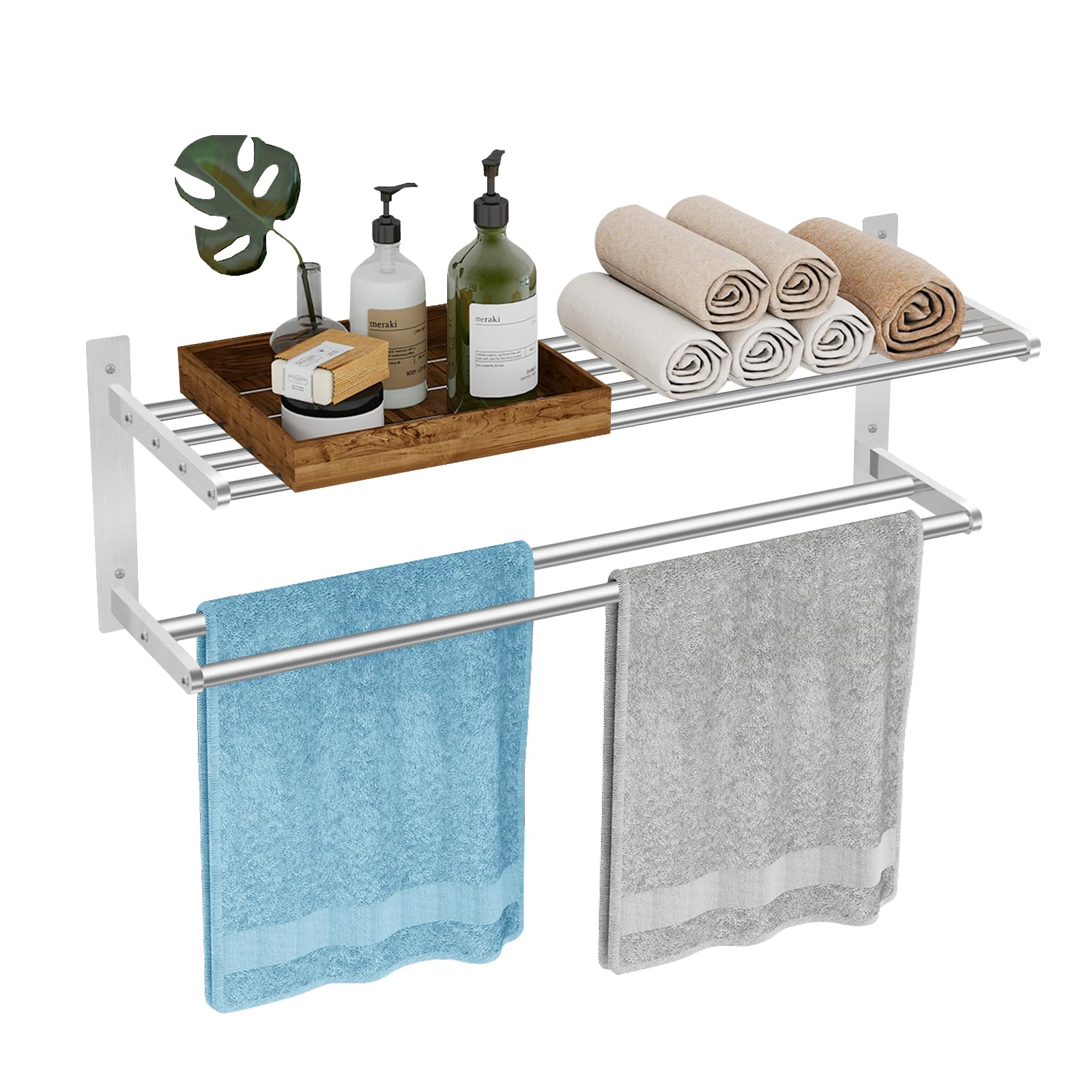 Towel Racks for Bathroom 24 Inch, 2 Tier Towel Shelf with Double Towel ...