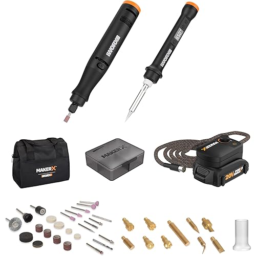 WORX MAKERX WX988L 2pc Crafting Tool Combo Kit - Rotary Tool + Wood & Metal Crafter