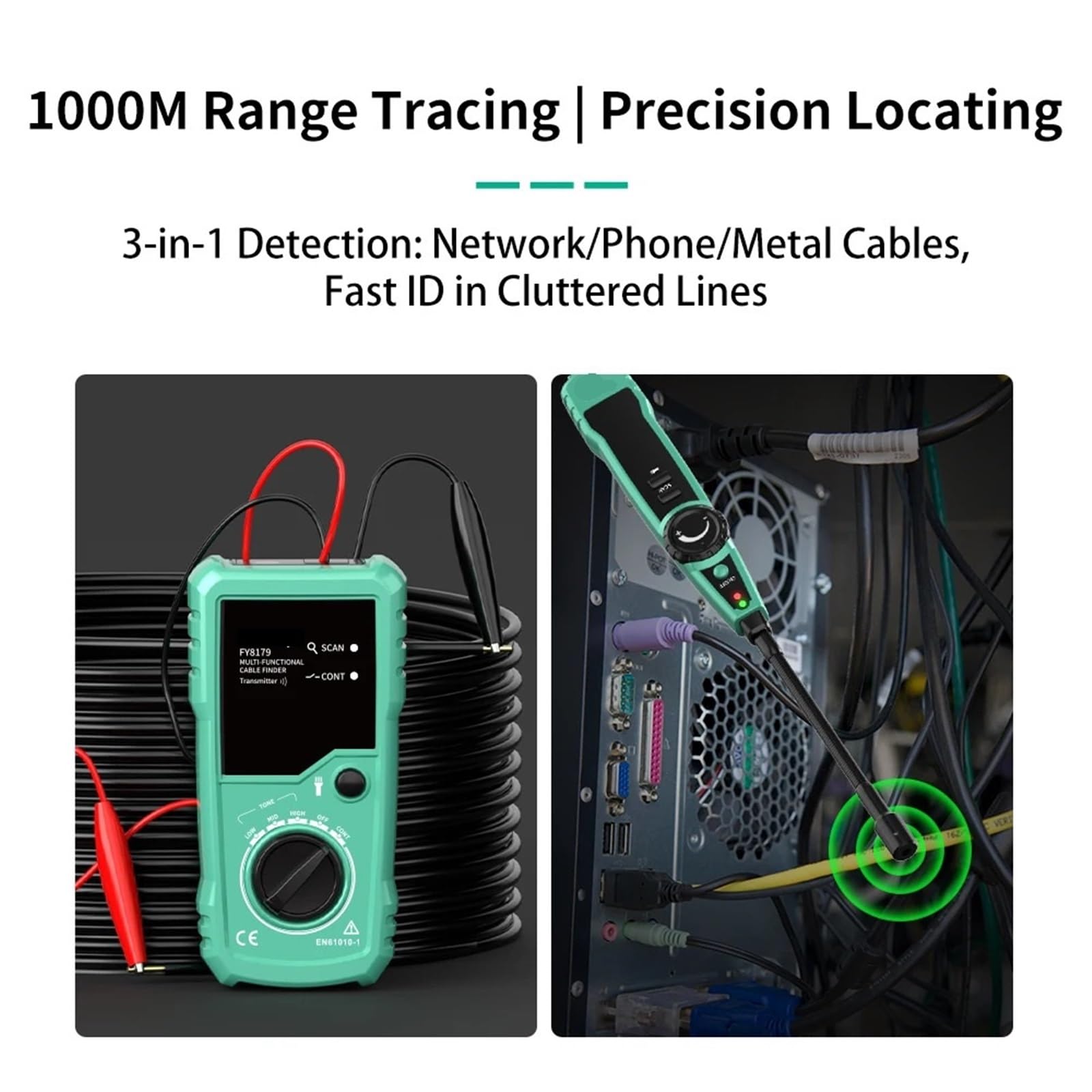 Probador rastreador de cables Detector línea LAN profesional UTP STP Rastreador telefónicos Ubicación puntos interrupción Diagnóstico tono Pruebas de transmisión