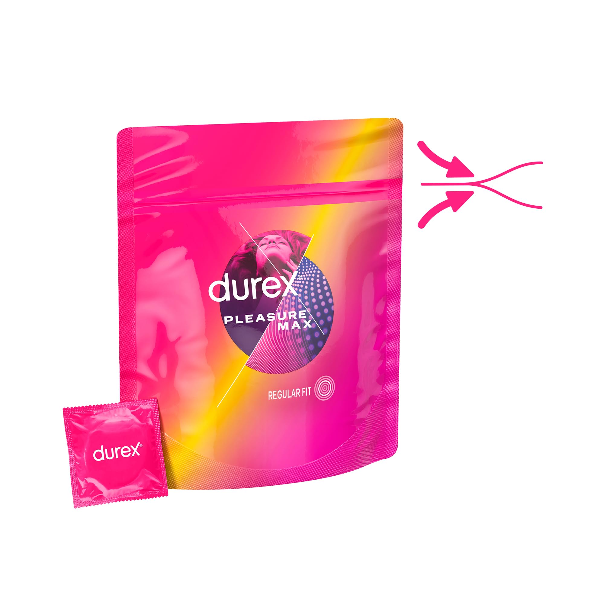 Durex Pleasuremax, Preservativi Con Rilievi e Nervature, Maxiformato da 30 Profilattici, Esclusiva Online Confezione Riciclabile salvaspazio