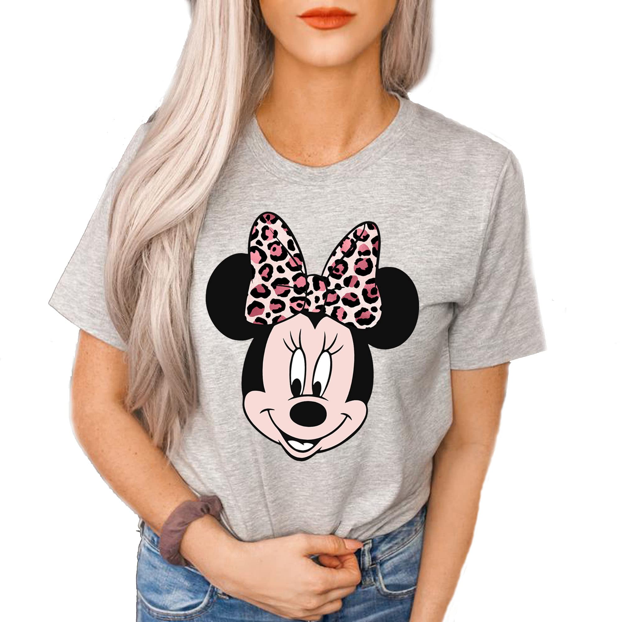 Leopard Minnie Print Bow Portrait, Animal Kingdom Shirt, Safari Shirt Casual Short Sleeve Shirt