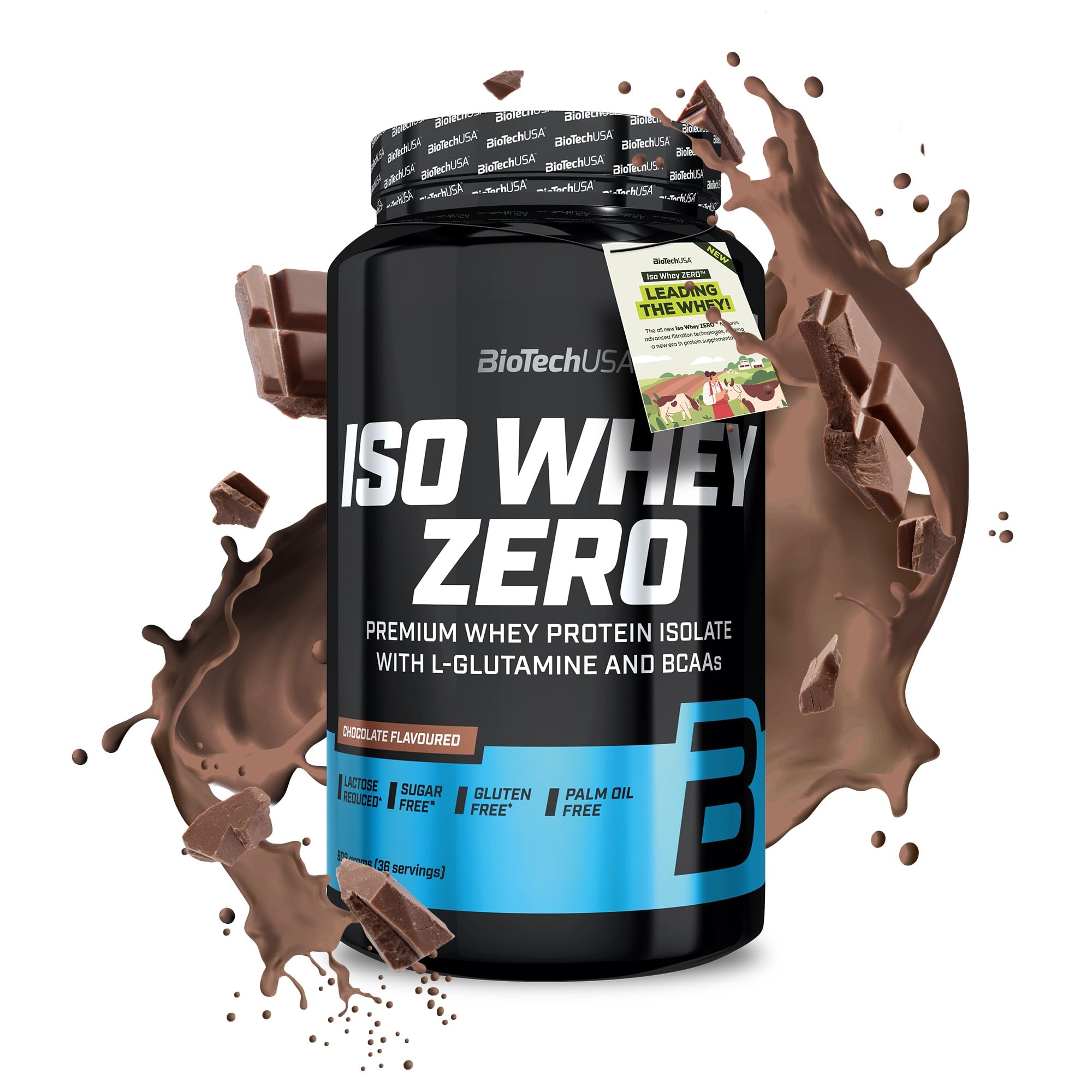 Iso Whey Zero | Premium Whey Protein Isolate | Grass-Fed | Enzyme-Free | Sugar- and Gluten-Free, 908 g, Chocolate