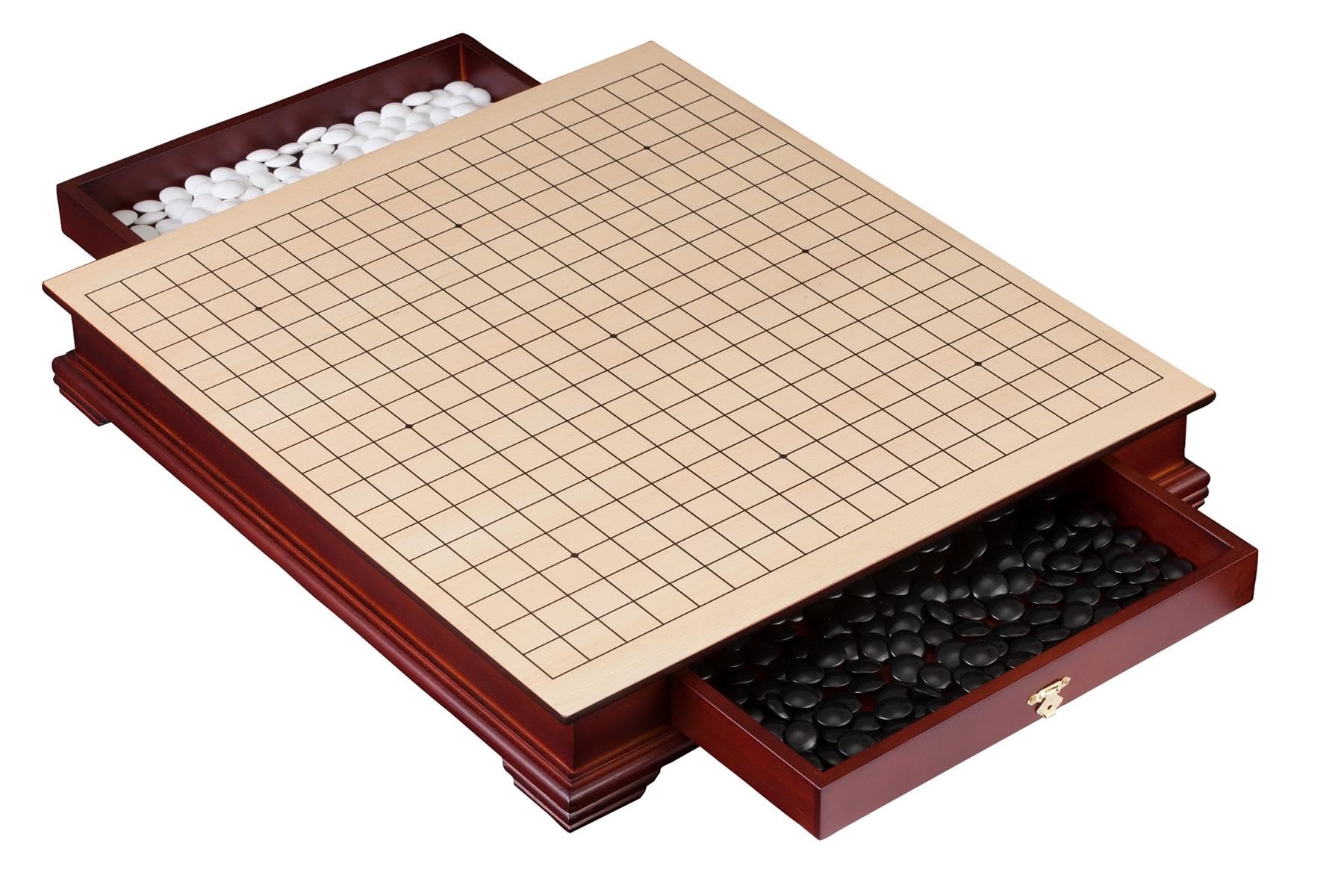 Wooden Go Set with Drawers