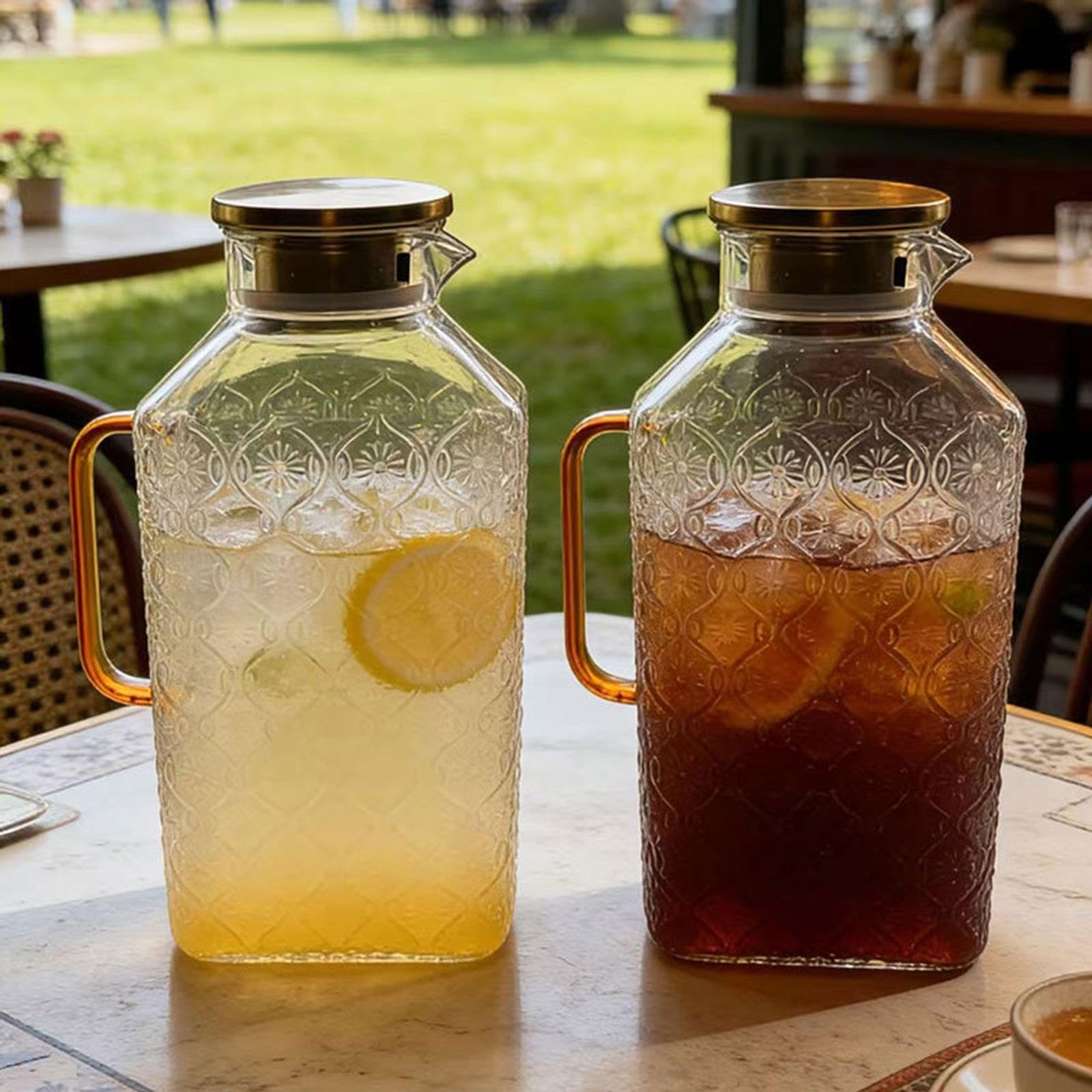 Colcolo Glaskrug, Wasserkocher, transparent, großes Fassungsvermögen, Behälter für Wasser, Saft, Getränke und Kaffee, Goldgriff