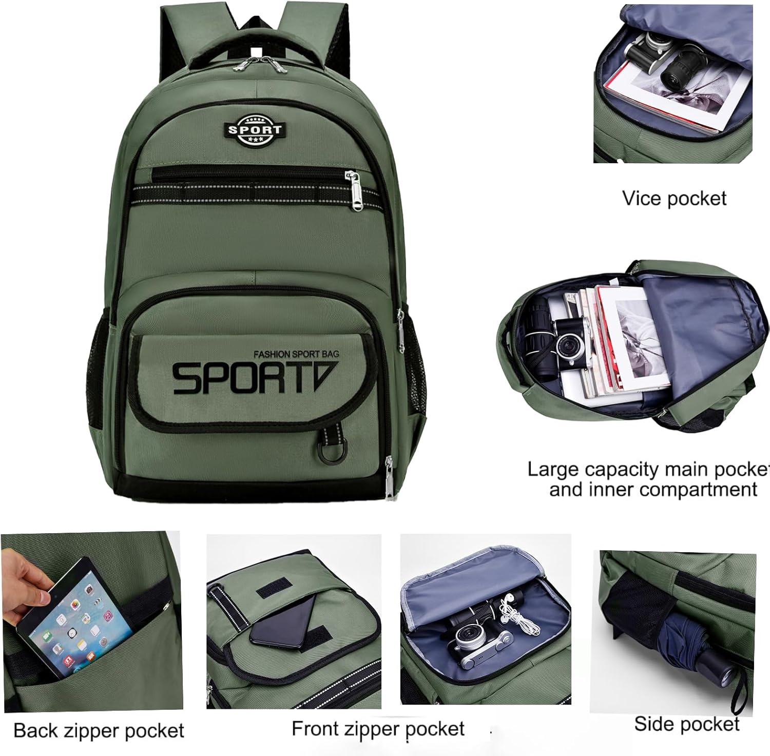 laptop backpack-Travel Backpack with Spacious Bag for Weekend Trips,Hiking,Camping,Daypack for Flight,bookbag,Work Backpack,university(khaki) - Image 3