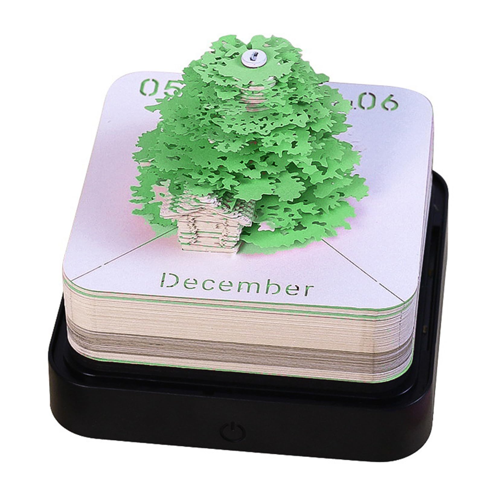 Blocco Memo Calendario 2024, OKYUK Diagonal Alley Calendario da Scrivania con Luce, Blocco Memo 3D Regalo di Decorazione Fai da Te (Albero Verde)