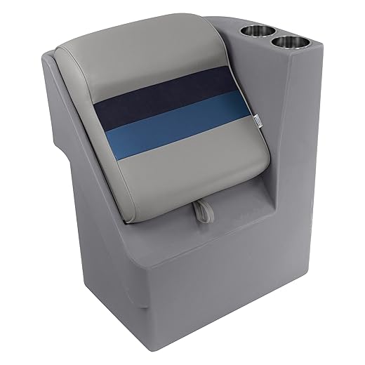 Wise 8WD1305R-1008 Deluxe Series Pontoon Right Lean Back Recliner, White/Navy/Blue