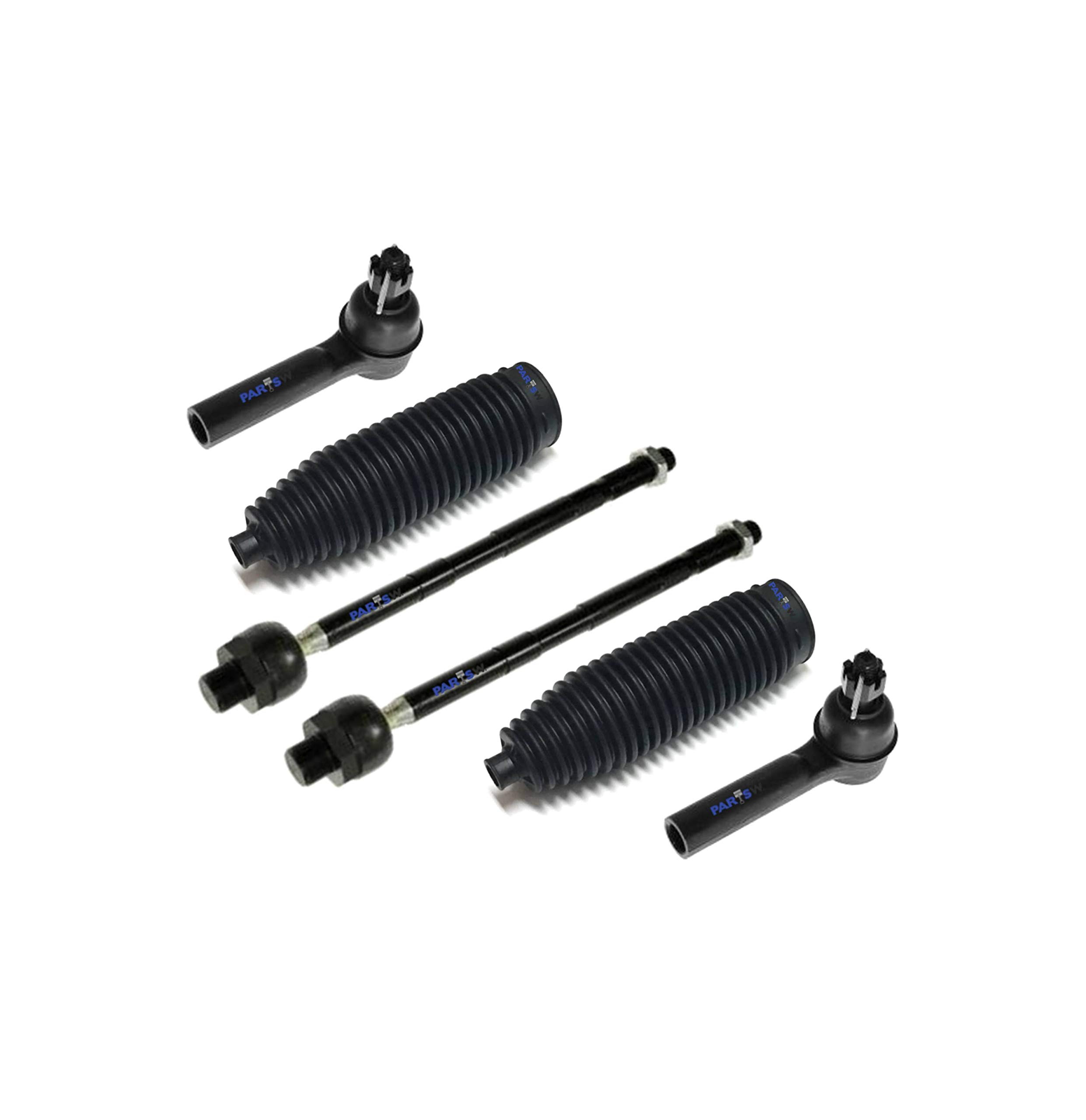 6 Pc Steering Kit Outer Inner Tie Rod Ends 8 Lug Wheels Rack & Pinion Bellow Boots