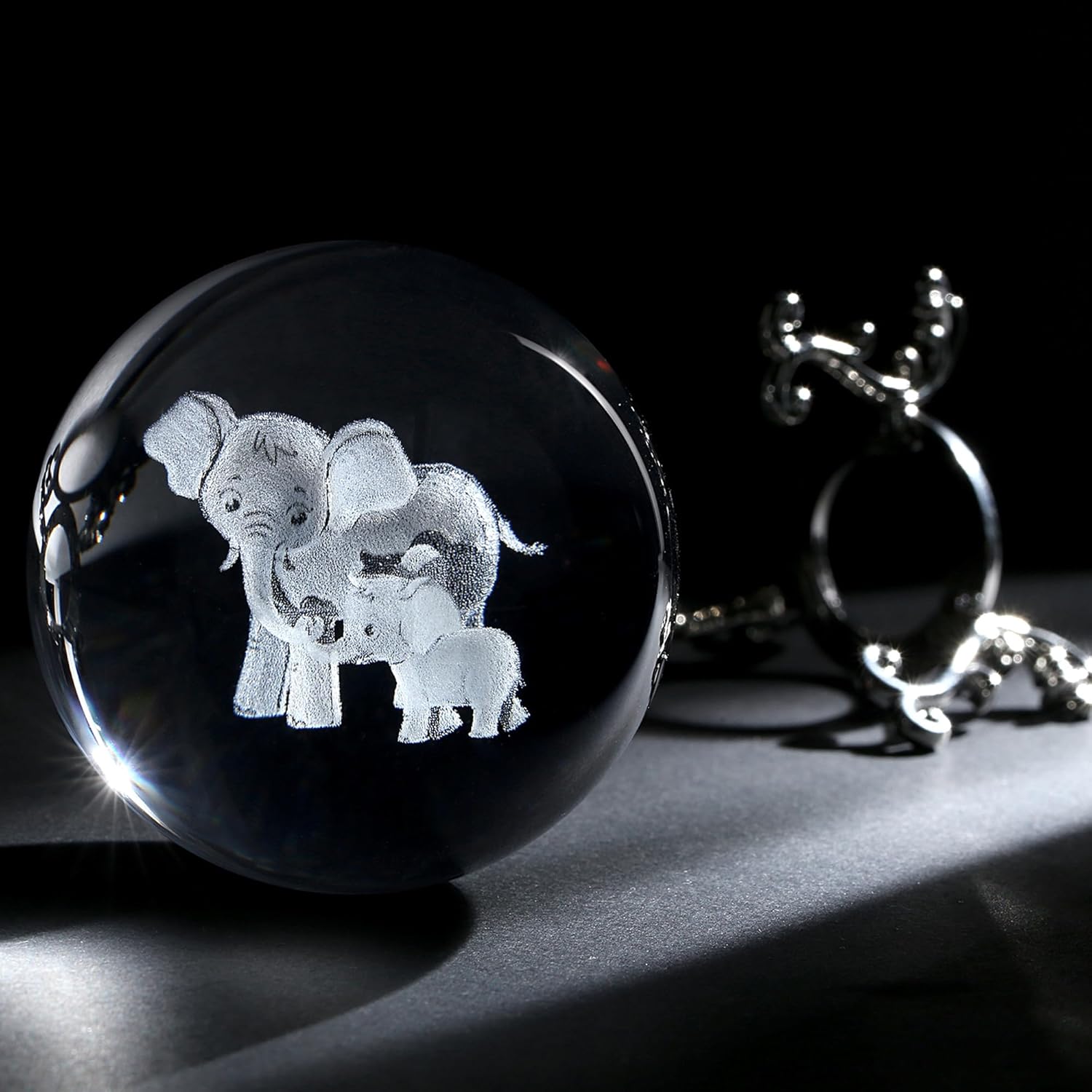 MAIBAOTA 3D Crystal Elephant Gifts for Women Elephant Decor Figurines 60mm Glass Laser Ball Paperweight with Stand Glass Sphere - Image 6