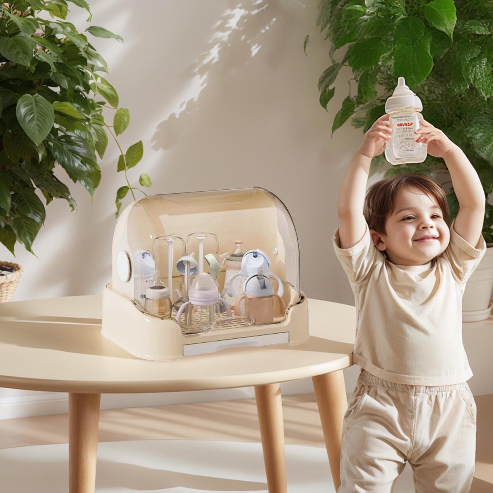 Boîte de rangement pour biberon avec égouttoir - Support amovible pour dentitions, tétines et accessoires d'alimentation pour tout-petits - Idéal pour comptoir et garderie