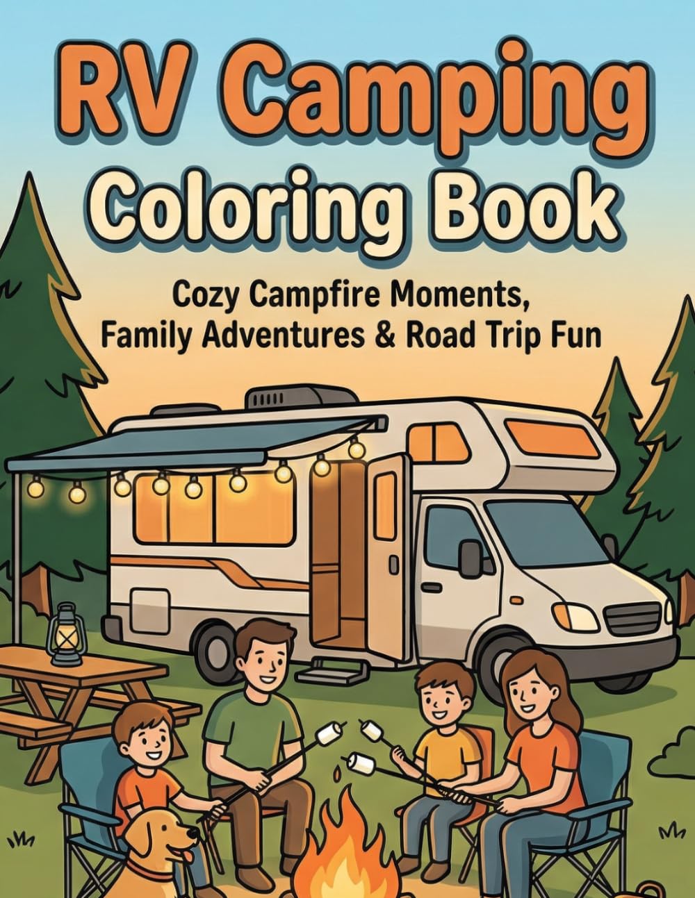 RV Camping: Bold and Easy Coloring Book with Cozy Camper Scenes, RV Adventures, Campfires, Nature Escapes, and Outdoor Fun.: Road Trip Memories ... Views, Picnic Moments, and Happy Holidays.