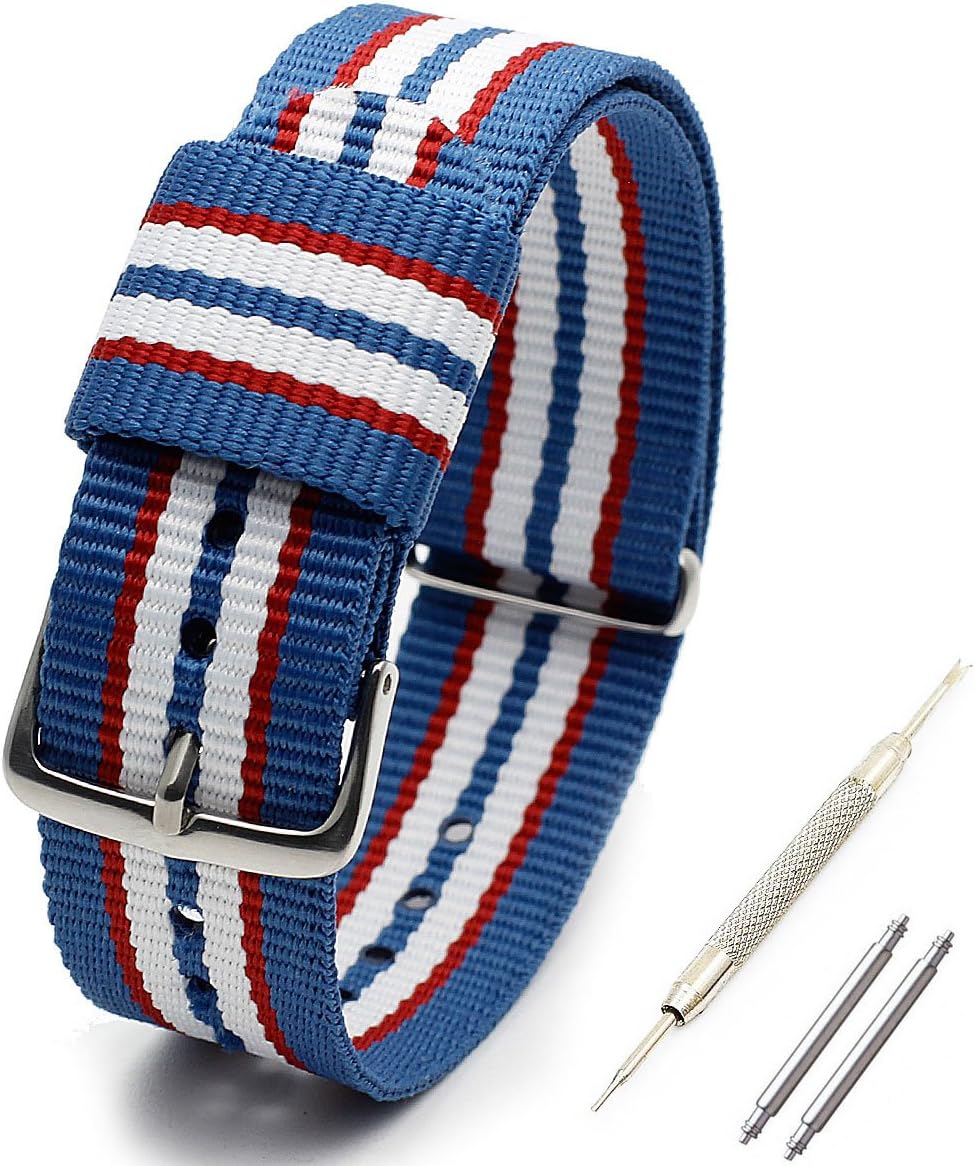 NATO Strap Canvas Fabric Nylon Watch Straps with Stainless Steel Buckle Watch Bands Width18mm 20mm