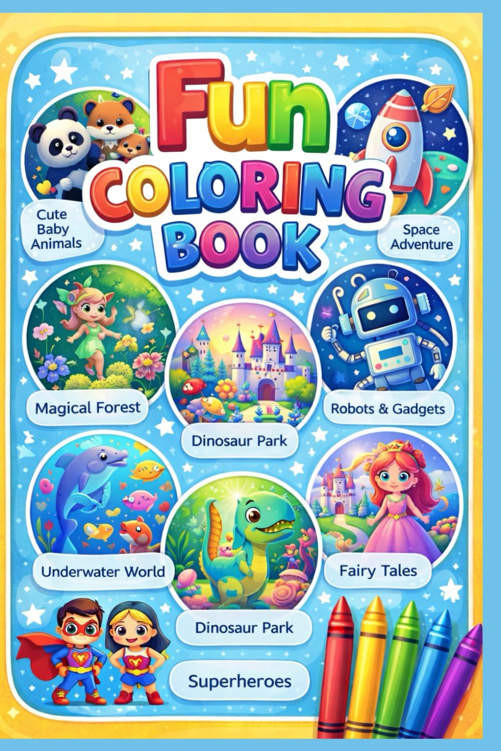 Cute Coloring Book for Kids: Fun & Easy Coloring Pages for Kids Ages 3–10 | Animals, Shapes & Happy Designs
