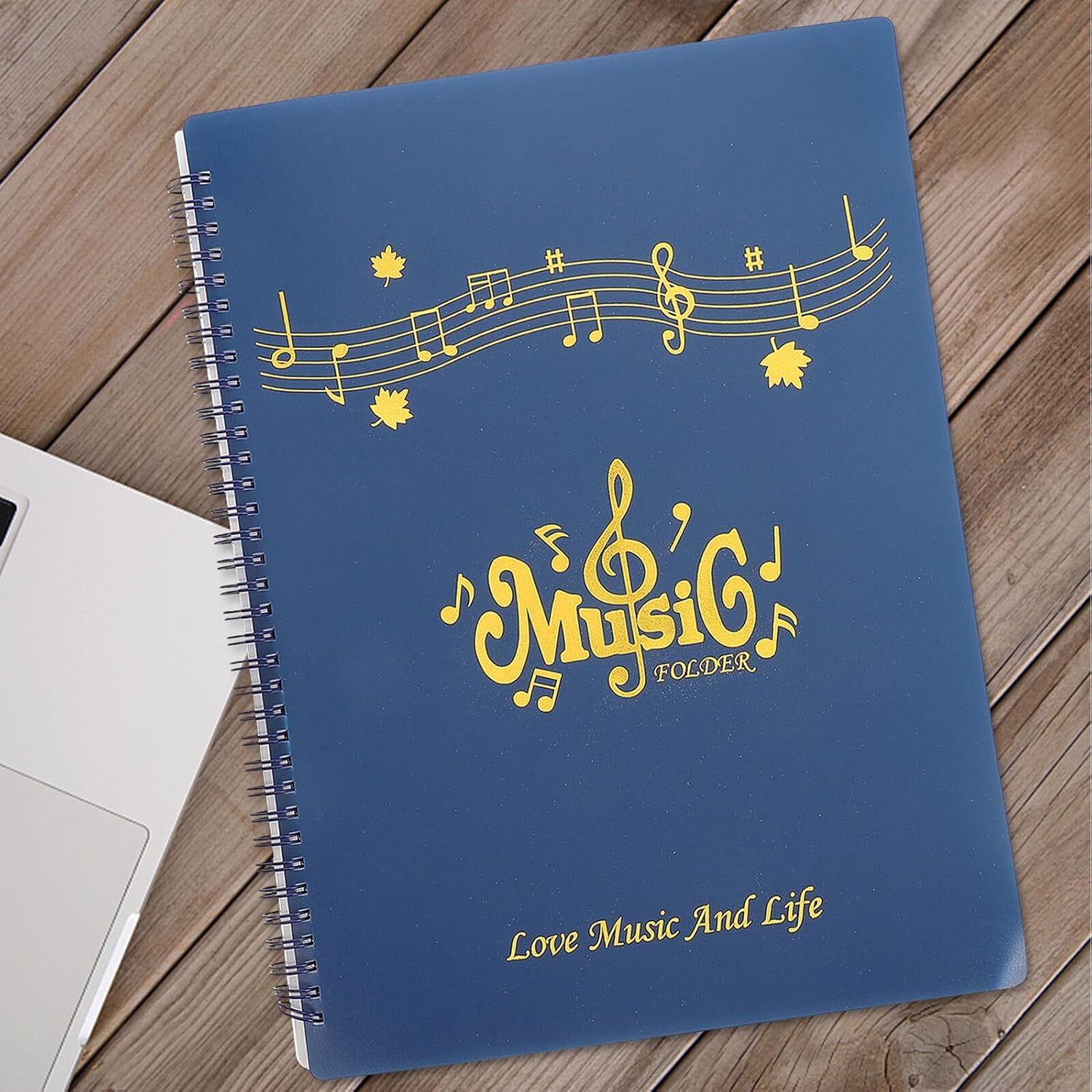 Music Sheet Folder Non-Glare Vintage Navy 30-Page Capacity Music Score File Organizer for Marching Band and Orchestra Document Storage