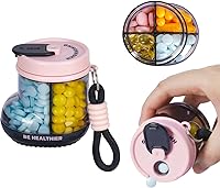 Vista 11 de Organizador de suplementos extra grande y pastillero portátil con 8 compartimentos, dispensador de medicamentos de doble capa, organizador mensual