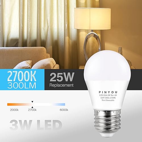 Miniatura 4 de Bombillas LED de 3 W equivalentes a 25 W, bombilla LED A15, luz blanca suave de 2700 K, bombillas de bajo vatio de ahorro de energía, bombillas