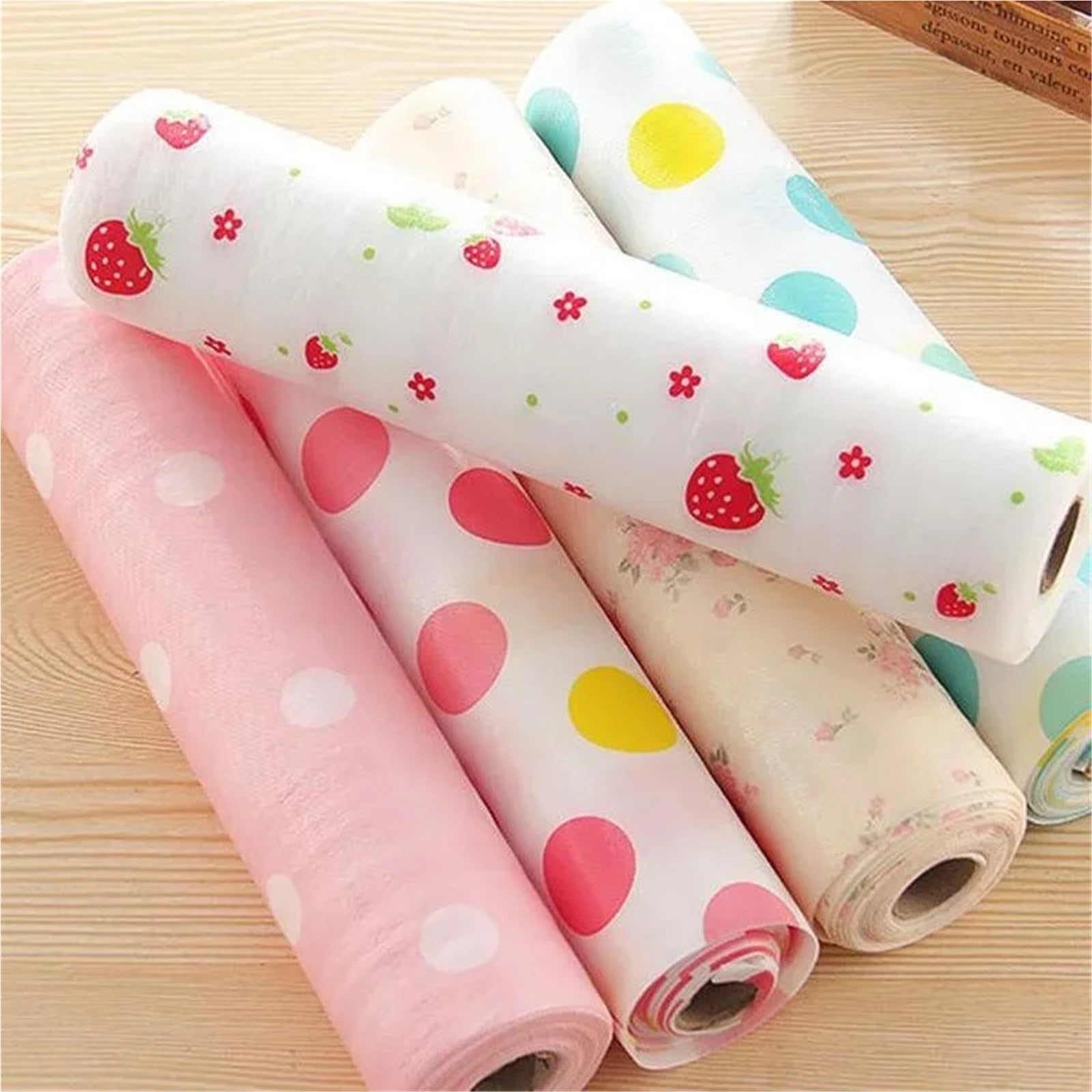 Wkładki do szuflad kuchennych, Mata do szuflady wielokrotnego użytku Papierowa podkładka szafki, 4 sztuki, wielokolorowa, 30x200-500cm(Pink White,30 * 500CM)