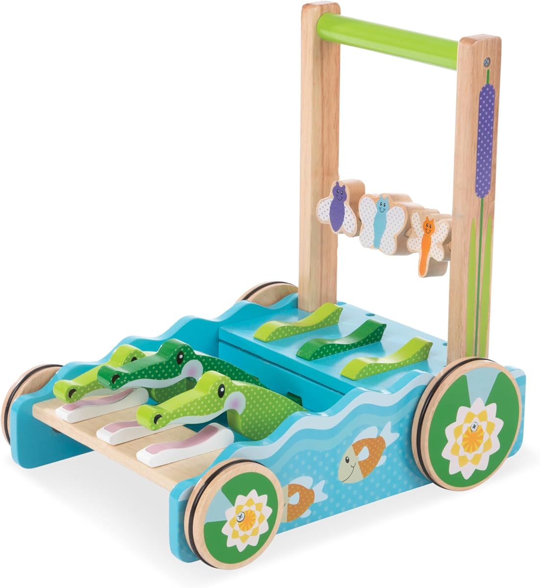 Melissa & Doug First Play Chomp and Clack Alligator Juguete de madera para empujar y andador de actividades