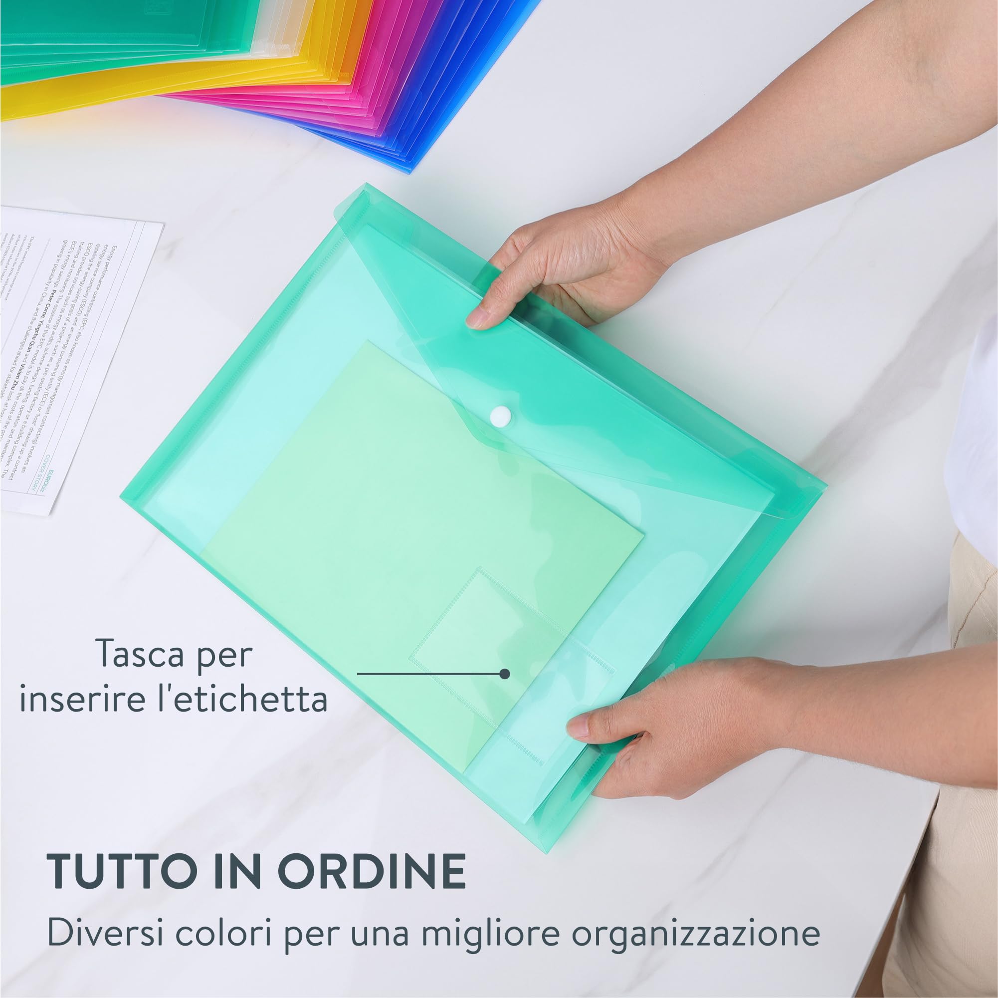 H&S, 30 cartelline portadocumenti in plastica, formato A4