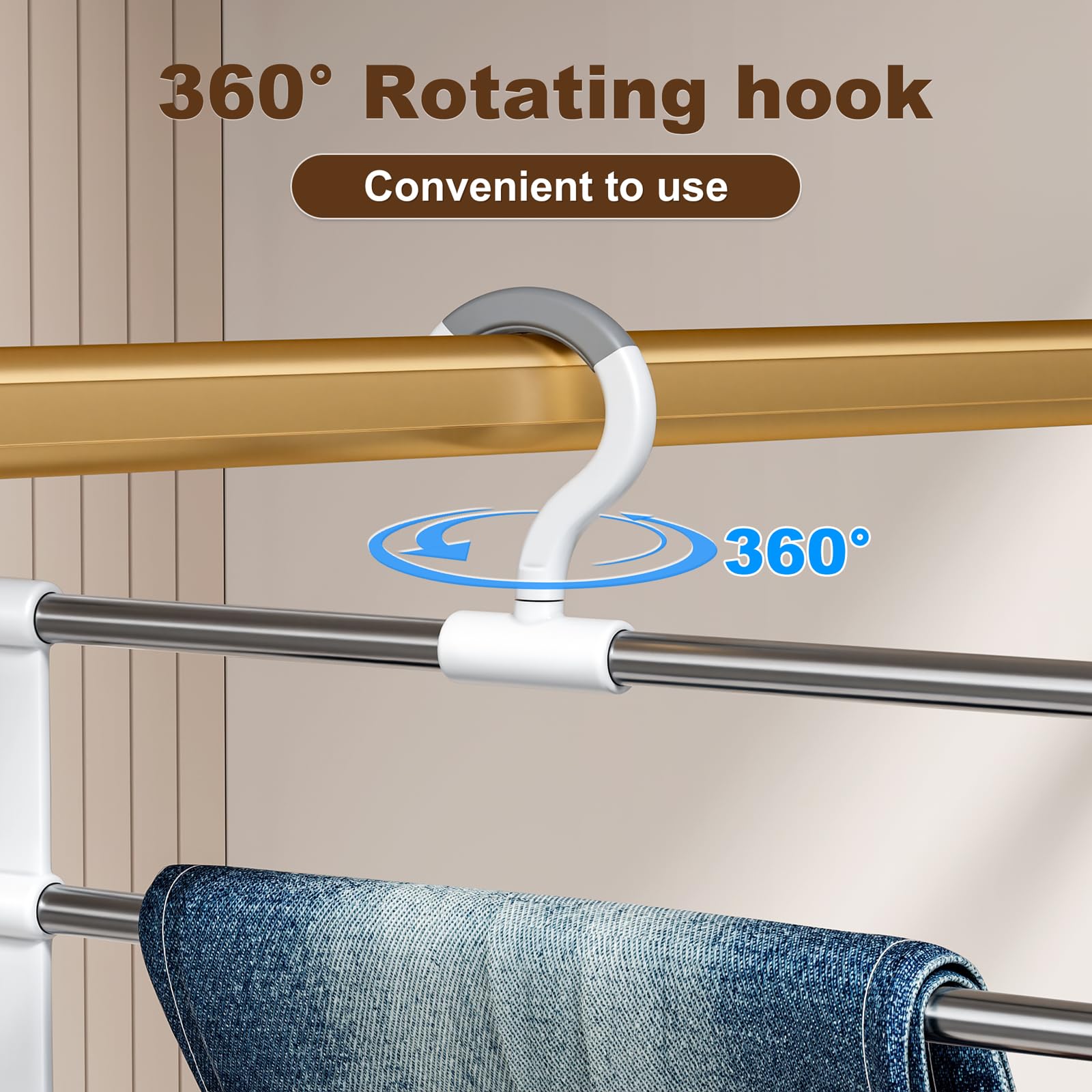 CTIME Confezione da 2 grucce salvaspazio antiscivolo multifunzionali con gancio girevole a 360°, adatte per sciarpe, jeans, pantaloni, cravatte e asciugamani