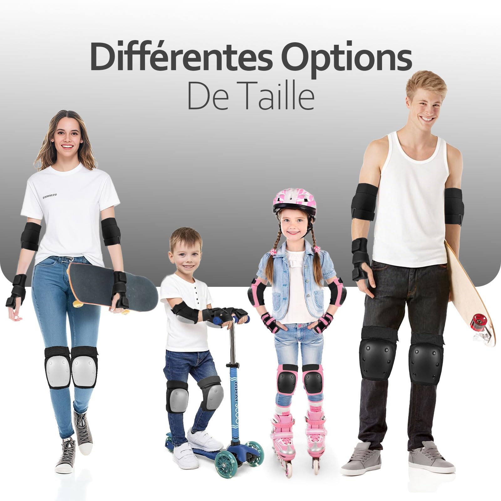 Set 6 Pièces Genouillères Coudières Protège-Poignets Enfants - Équipement Protection Trottinette Vélo