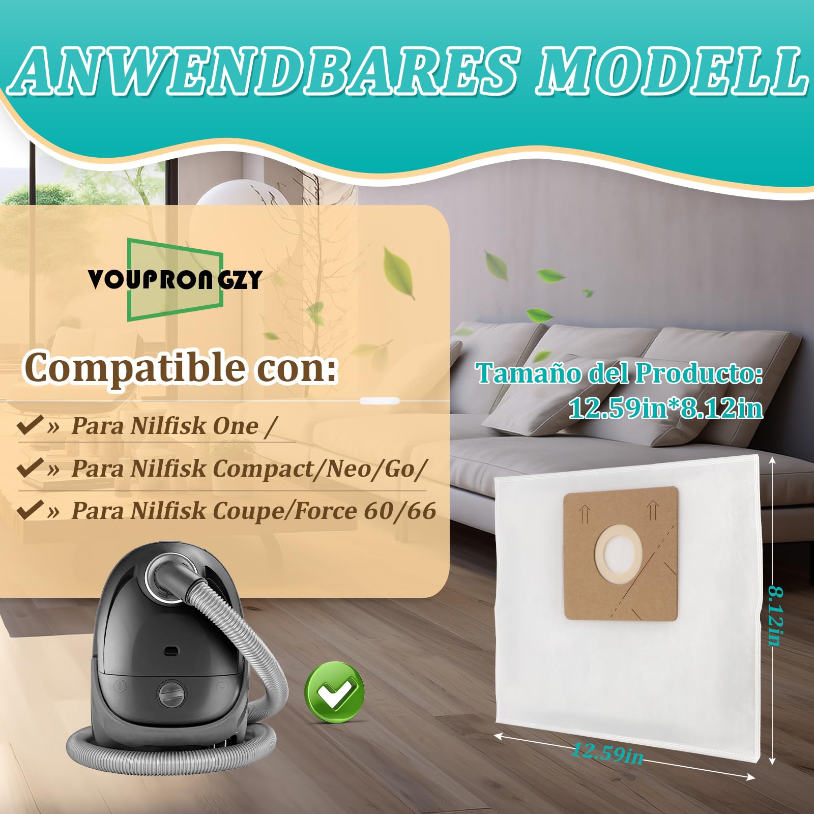4 Sacs à Poussière Pour Aspirateurs Nilfisk One, Compact, Neo, Go, Coupe, Force 60/66 – Filtration 4 Couches