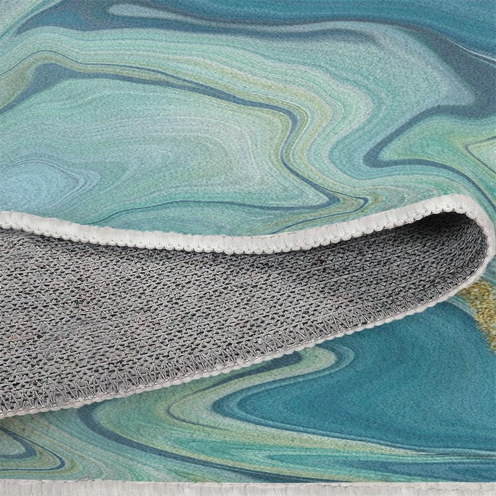 Tapis Moelleux de Salon Moelleux Marbre Rayé Bleu Adaptés à la Chambre à Coucher des Enfants décor à la Maison de la Chambre à Coucher décoration intérieure Tapis - Bleu D'Oeuf De Canard 160 x 230cm