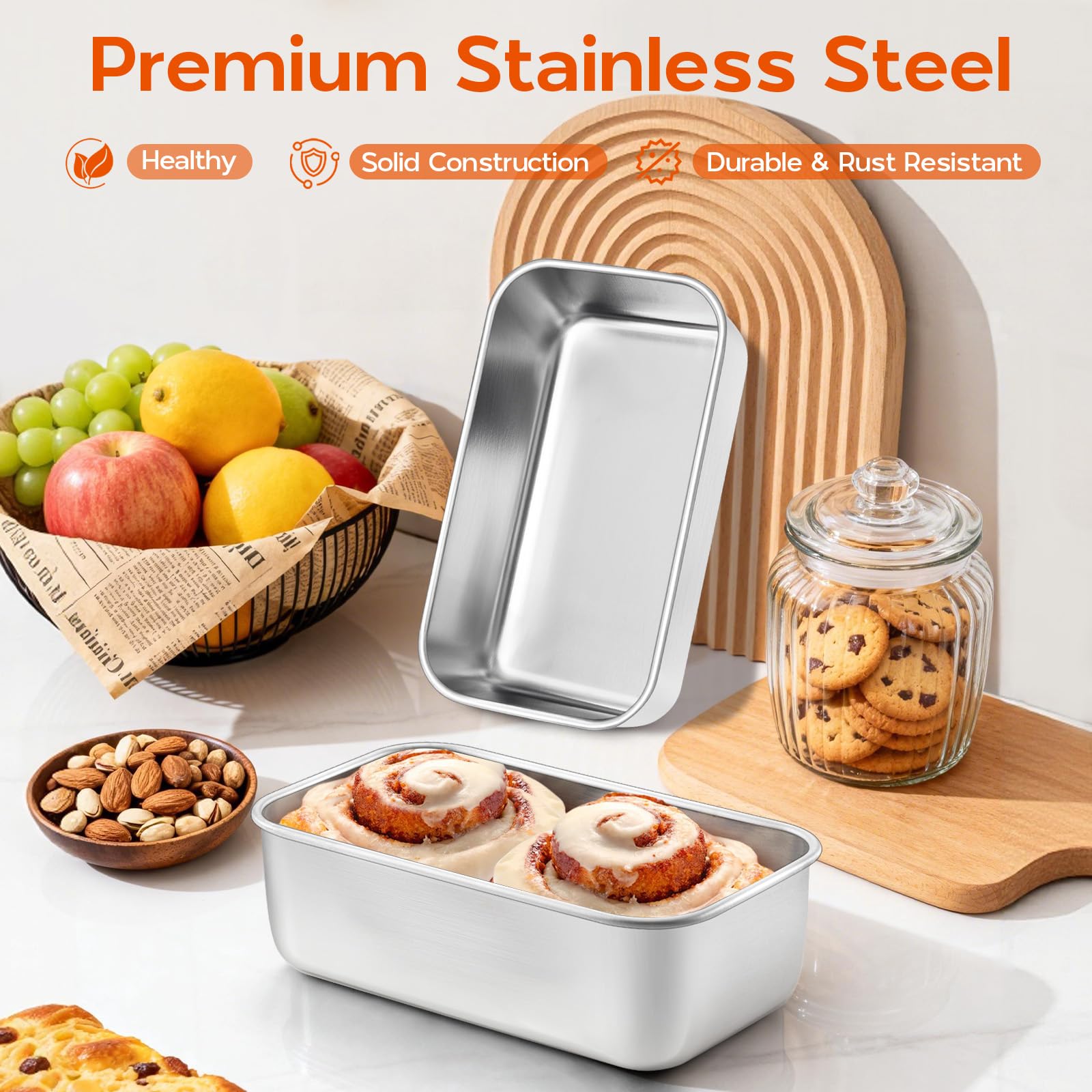 Onader Mini-Kastenform zum Backen von Brot, 15,2 x 7,6 cm, Edelstahl-Brotform, kleine Hackbratenform für hausgemachten Sauerteig-Brownie-Kuchen, spülmaschinenfest, 12 Stück