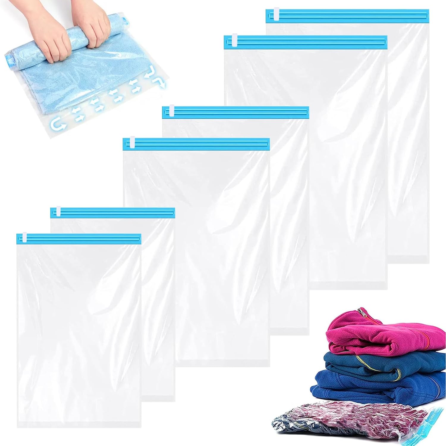 Roll Up Storage Bags Space Saver Bags 6 Pack Travel Bags 50x35cm