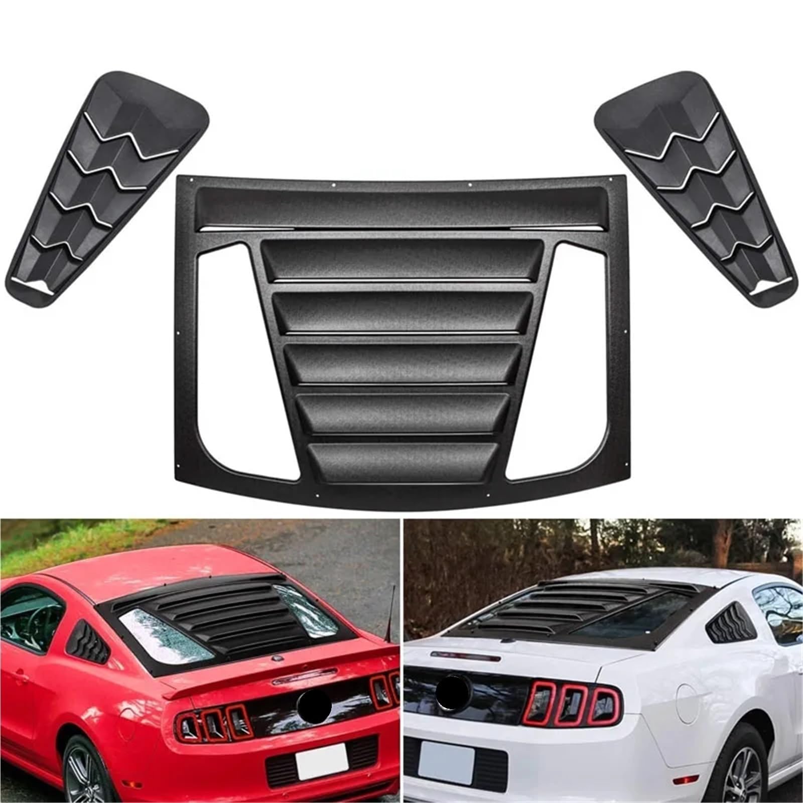 Rear+Side Window Louvers Compatible for Ford Mustang 2005-2014 Windshield Sun Shade Cover Vent GT Lambo Retro Muscle Style Custom
