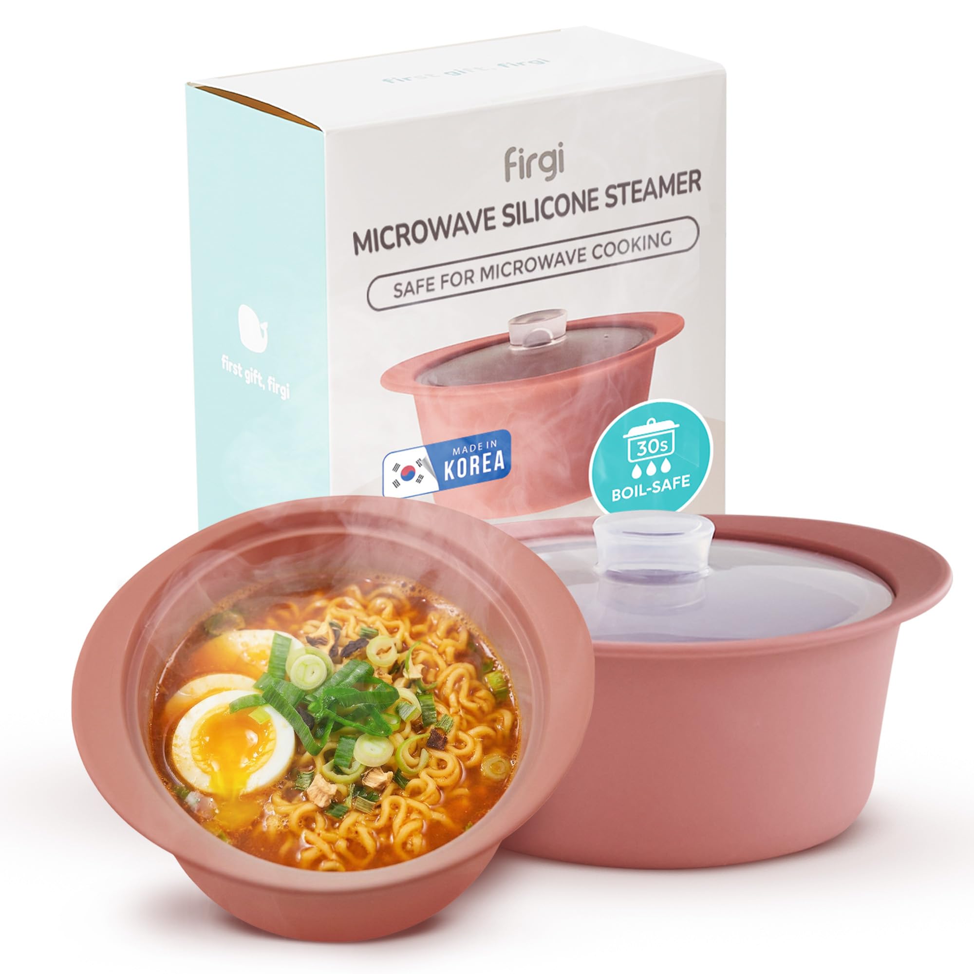 Platinum Silikon Mikrowellen-Dampfgarer mit Griff und Deckel, koreanische 100% lebensmittelechte Dampfschüssel, hitzebeständiger Herd mit Dampflöchern, leicht zu reinigen, spülmaschinenfest, Dry