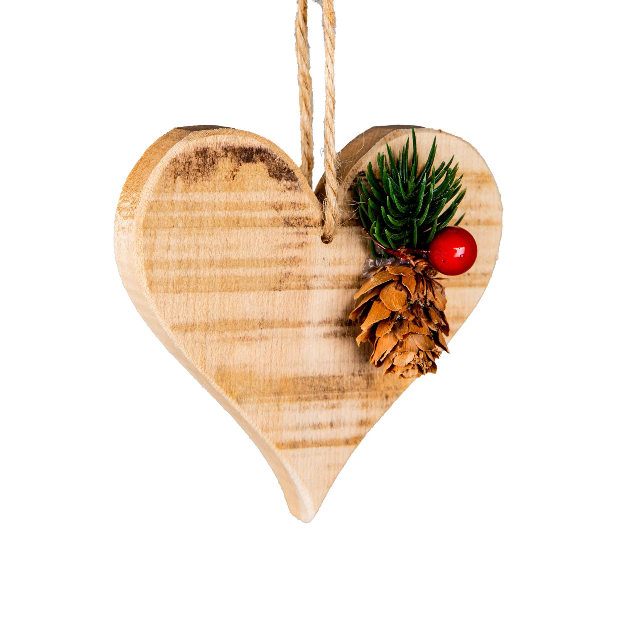 SHATCHI 1pc Rustic Wooden Heart Christmas Tree Hanging Decoration - Christmas Wooden Festive Ornaments Hanging Xmas Pendant DIY Craft Gift, Wood