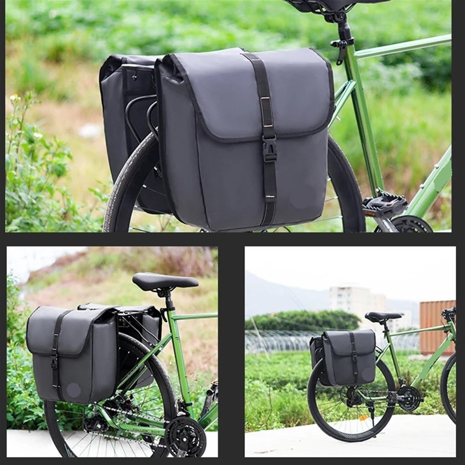 Satteltasche Fahrrad Wasserdichter Fahrradträger Gepäck Reisetasche Pannier Gepäckträger Fahrrad Große Kapazität Kofferraumtasche Radfahren Doppelseitige Fahrradtaschen(Black 1pcs)