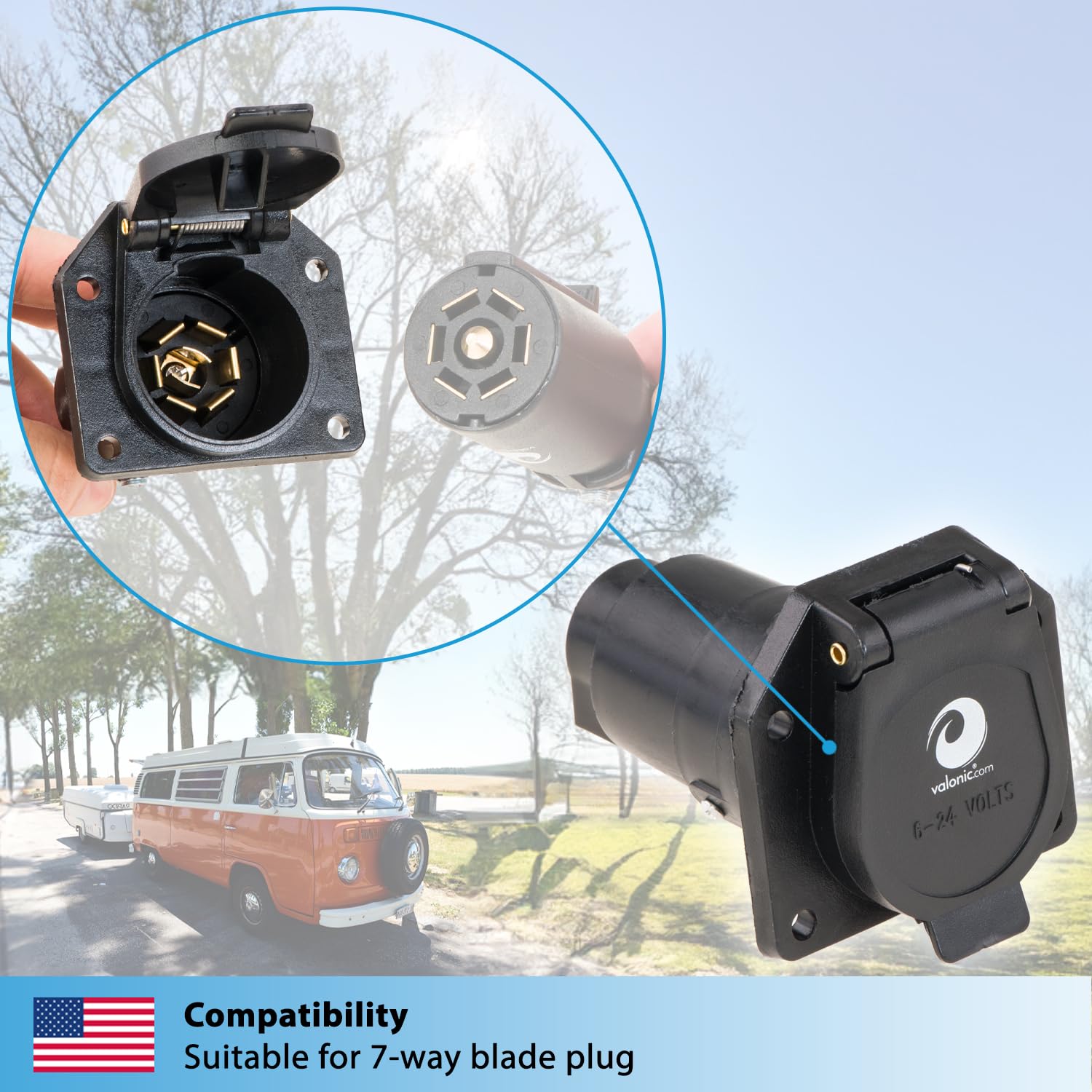 Trailer Light Adapter 7 Way RV Trailer Light Connector Socket , 7 Way ...